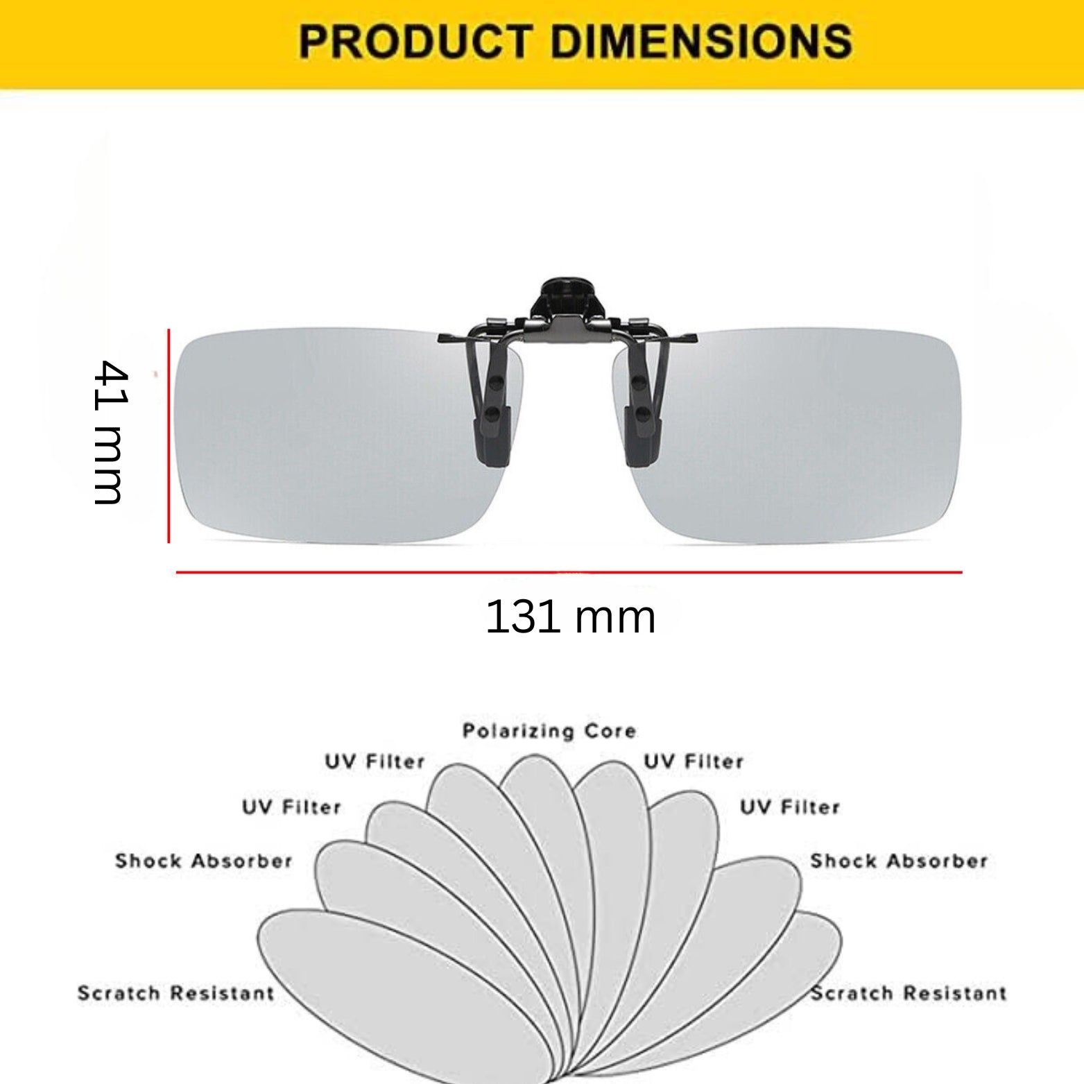 UV400 Photochromic Clip-On Polarised Sunglasses