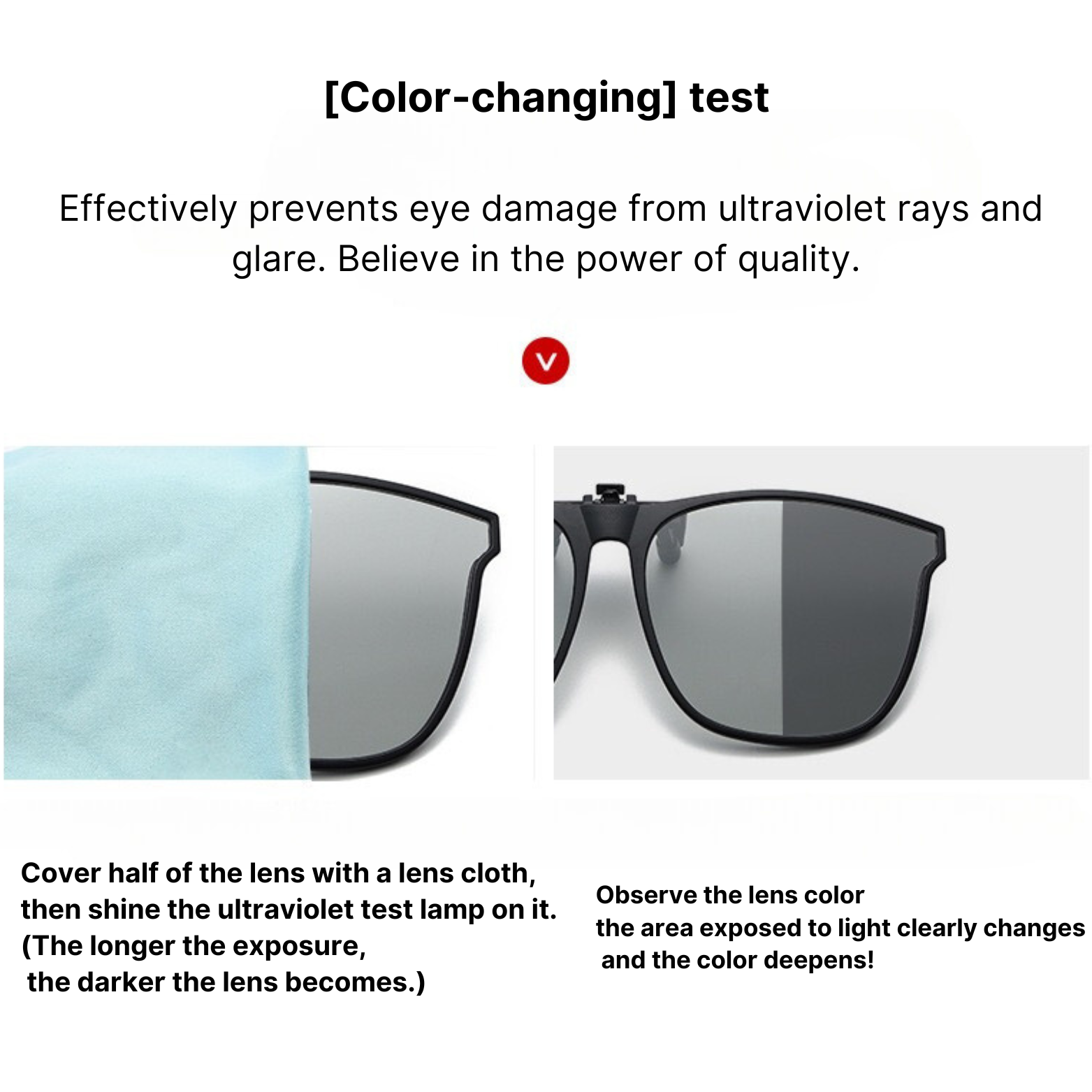 UV400 Photochromic Clip-On Polarised Sunglasses