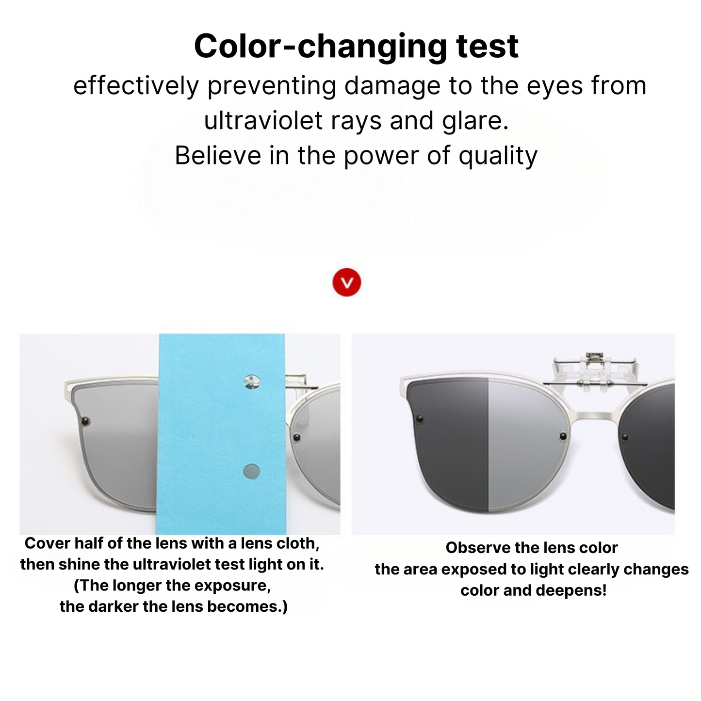 UV400 Photochromic Clip-On Polarised Sunglasses