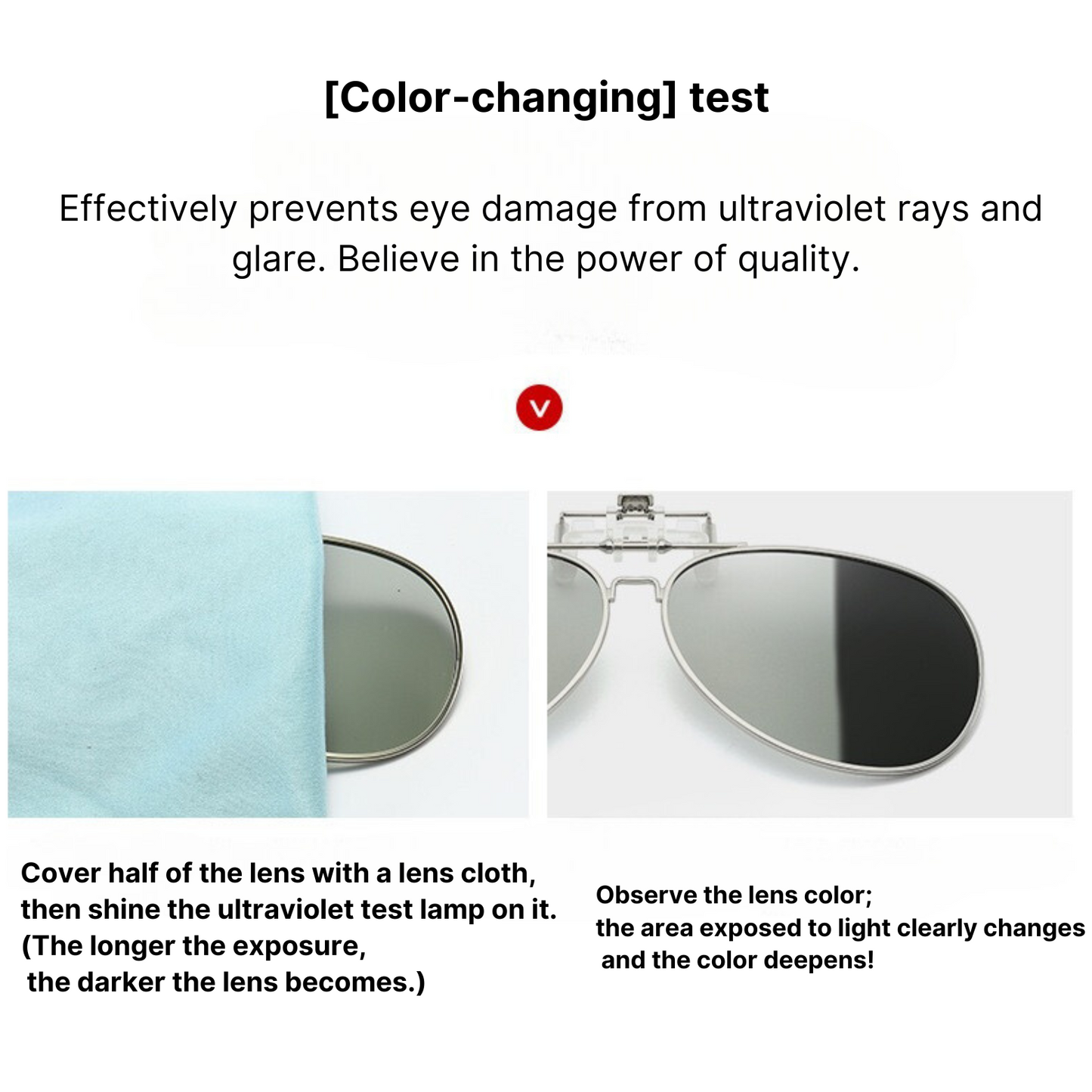 UV400 Photochromic Clip-On Polarised Sunglasses