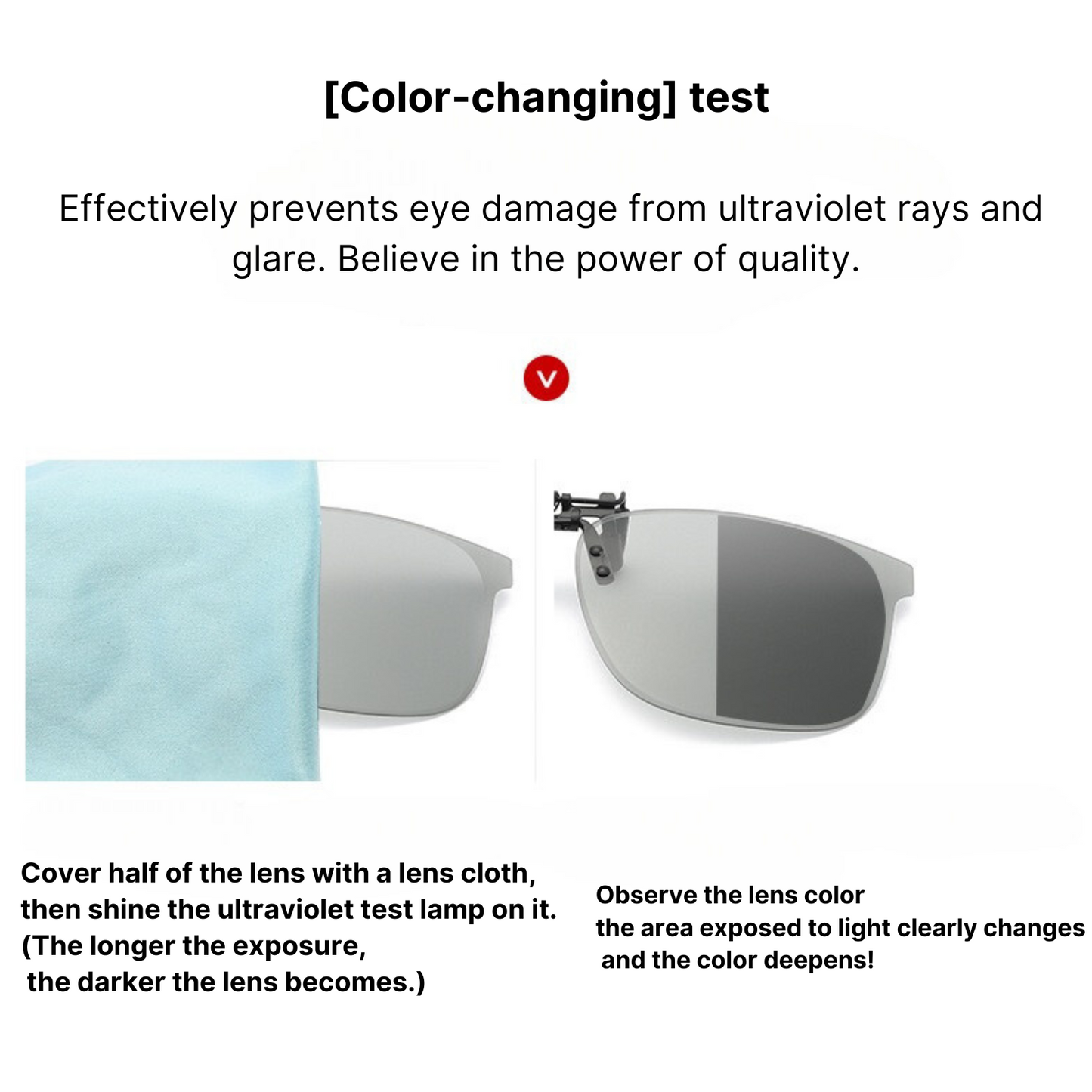 UV400 Photochromic Clip-On Polarised Sunglasses