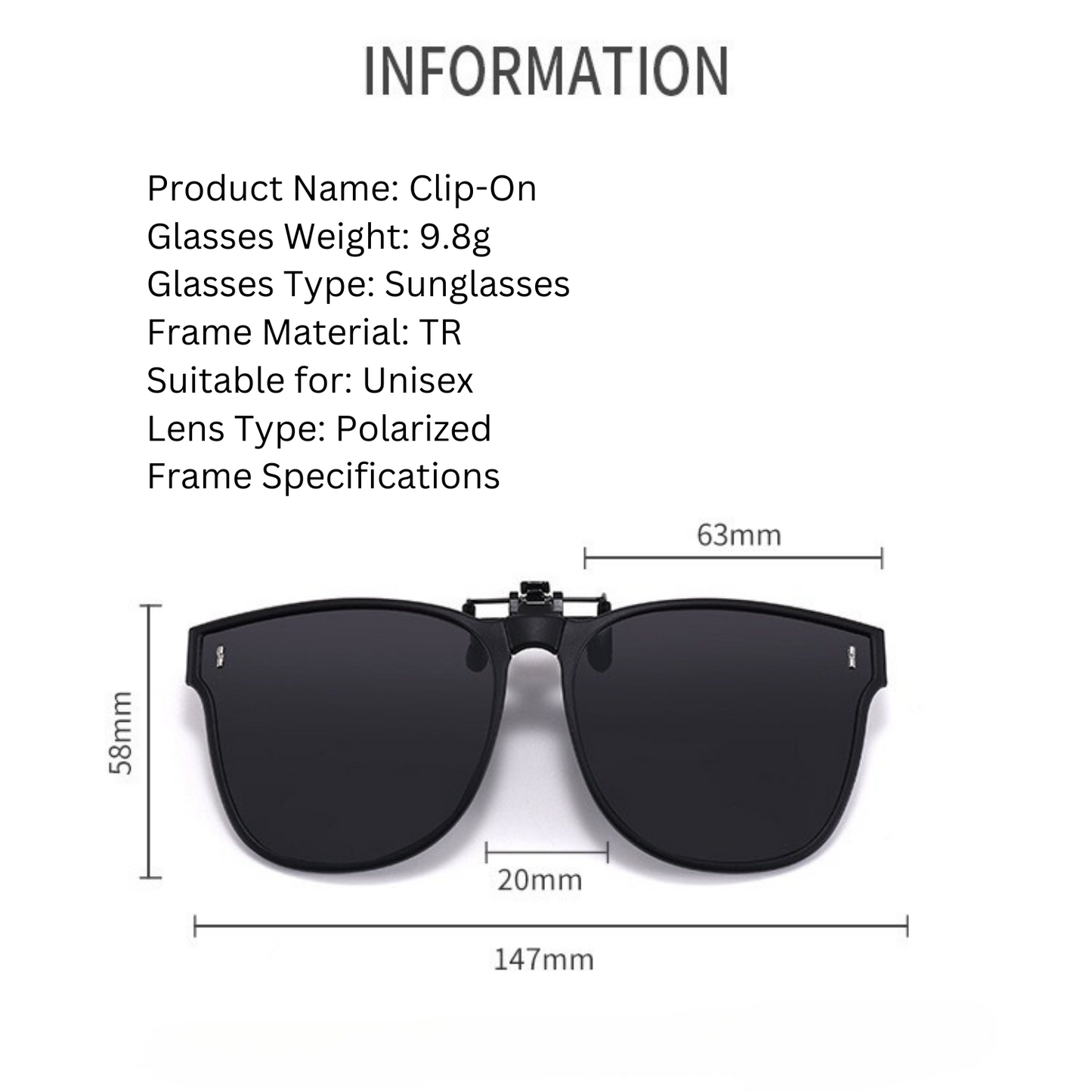 Polarised Clip On Flip Sunglasses Eyewear foldable UV400