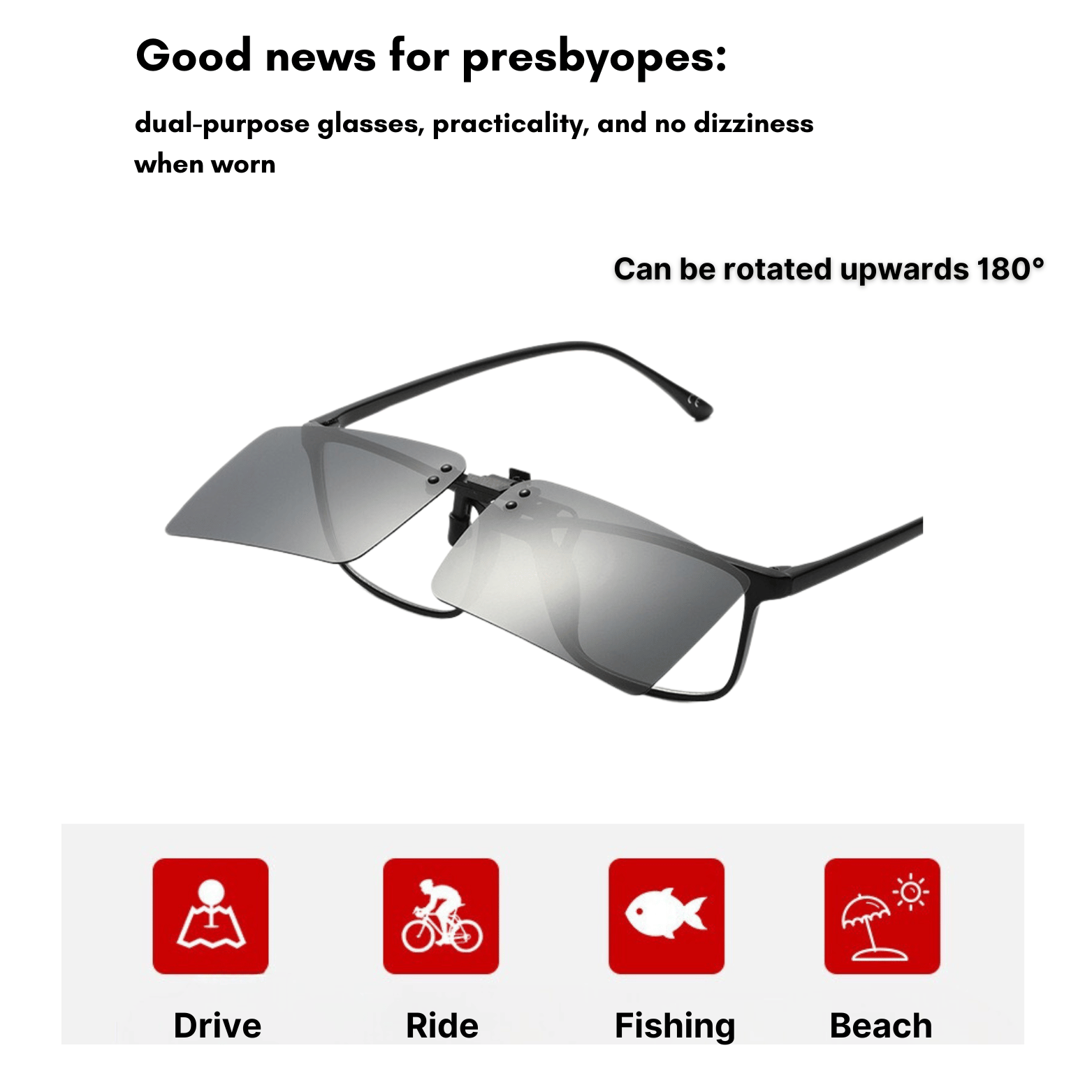 UV400 Photochromic Clip-On Polarised Sunglasses