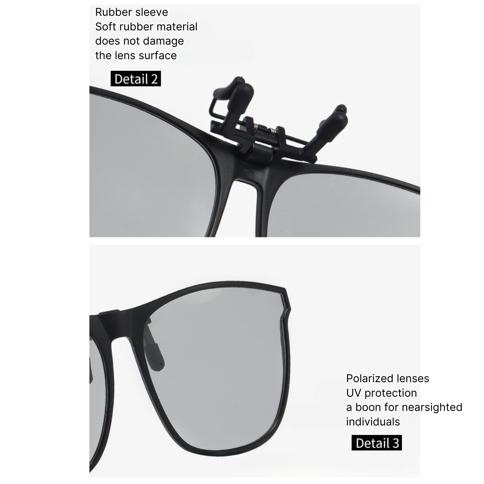 UV400 Photochromic Clip-On Polarised Sunglasses