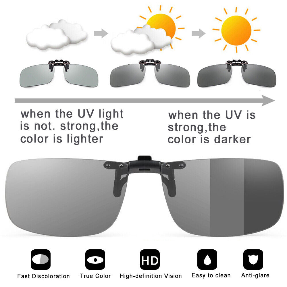 UV400 Photochromic Clip-On Polarised Sunglasses