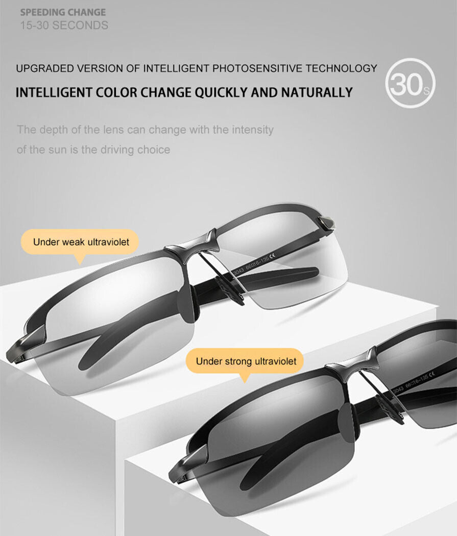 UV400 Photochromic Clip-On Polarised Sunglasses